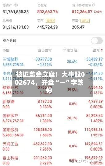 被证监会立案！大牛股002674	，开盘“一”字跌停-第2张图片