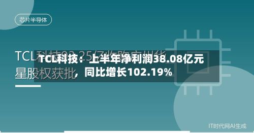TCL科技：上半年净利润38.08亿元	，同比增长102.19%-第3张图片