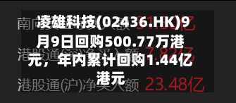 凌雄科技(02436.HK)9月9日回购500.77万港元，年内累计回购1.44亿港元-第2张图片