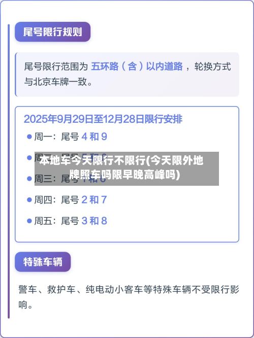 本地车今天限行不限行(今天限外地牌照车吗限早晚高峰吗)