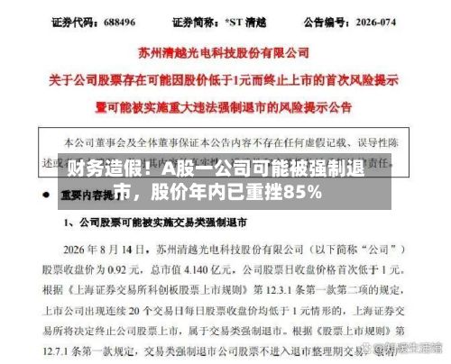 财务造假！A股一公司可能被强制退市，股价年内已重挫85%-第2张图片