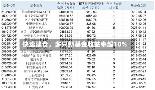 快速建仓，多只新基金收益率超10%-第3张图片