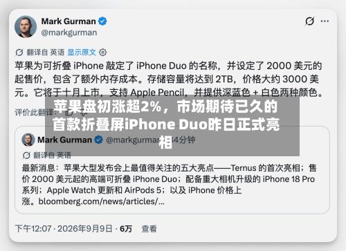 苹果盘初涨超2%，市场期待已久的首款折叠屏iPhone Duo昨日正式亮相-第3张图片
